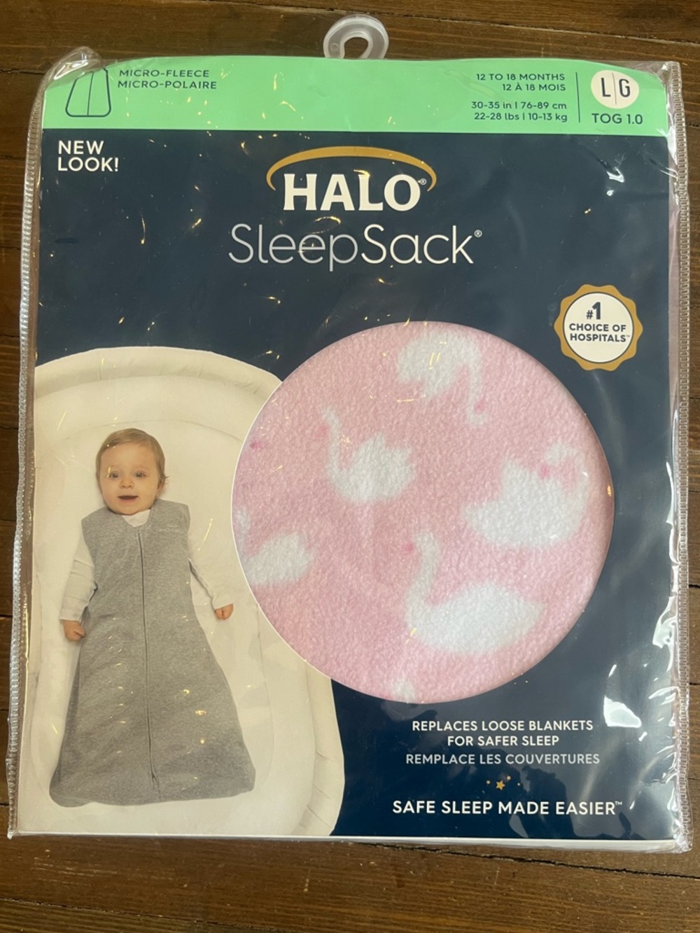 HALO SleepSack micro fleece swan sleep sack sz L (12 to 18 Months) Tog 1.0